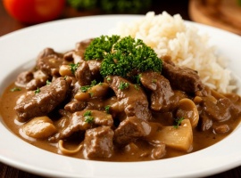 Популярное блюдо русской кухни, приготовленное из мелко нарезанных кусочков мяса, залитых горячим...